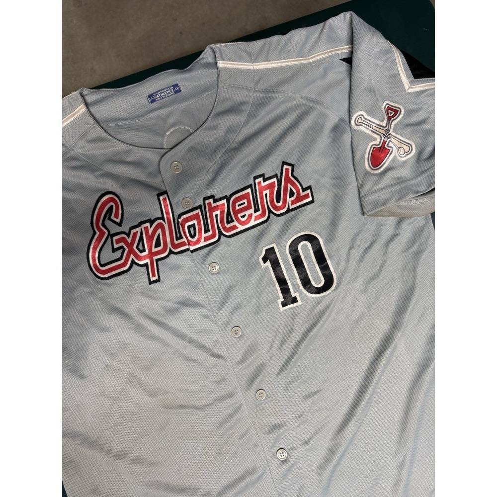 West County Explorers Baseball Jersey Gray Garb Athletics LCBL Team Issued XL